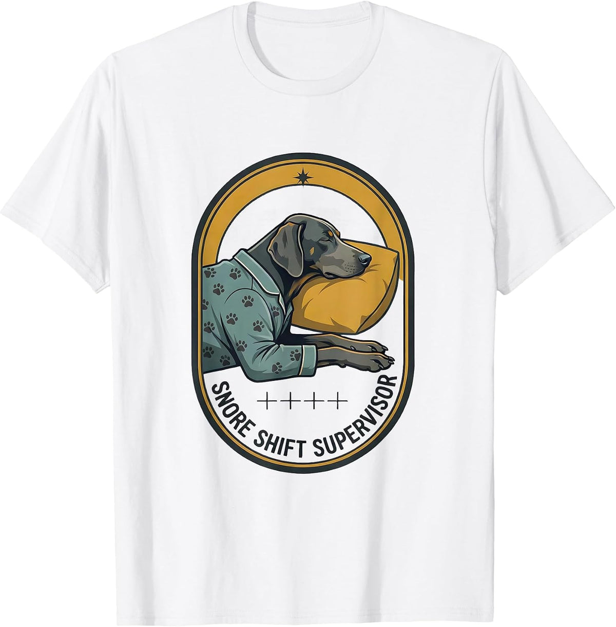 Men's Snore Shift Supervisor Funny Sleepy Weimaraner Pajama Men T-Shirt - White
