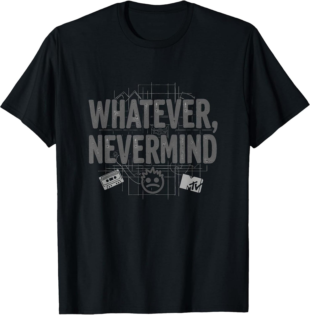 Whatever Nevermind Gen X Nostalgic 90s Grunge Attitude T-Shirt, Men, Black, 3X-Large - As Pictured
