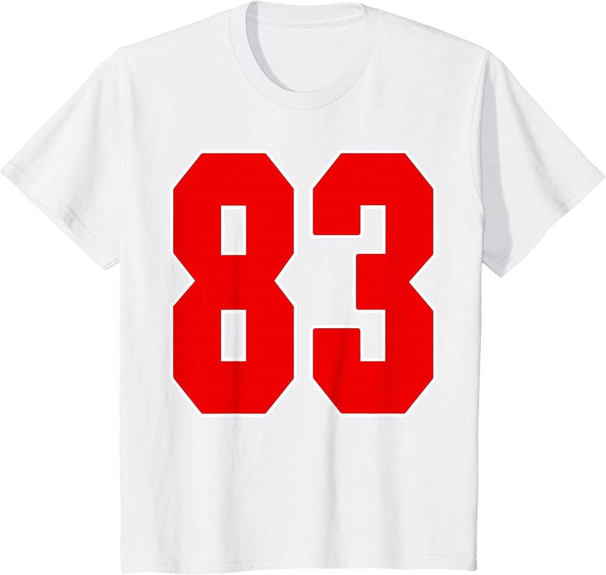 Red Number 83 Jersey Big #83 Uniform Favorite Player T-Shirt - White
