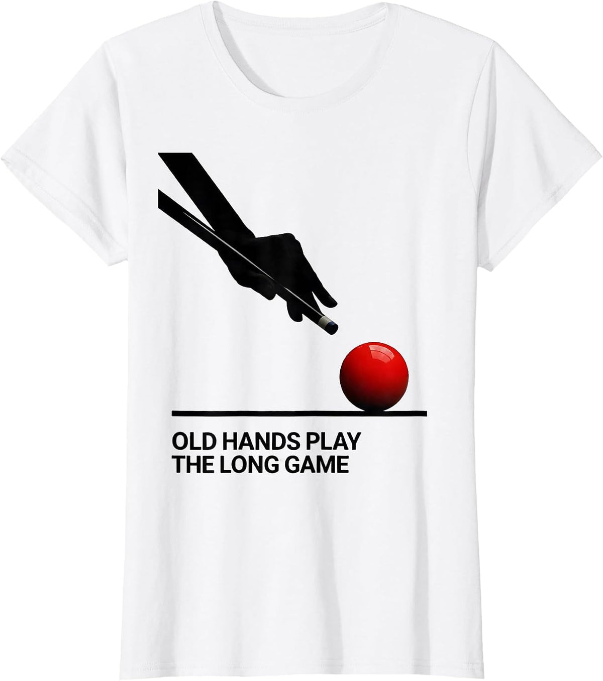 Old Hands Play The Long Game Funny Pool Player Billiard T-Shirt - White