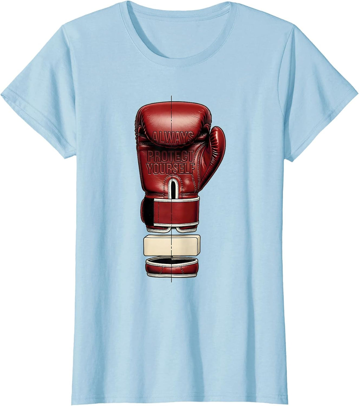 Always Protect Yourself Boxing Graphic Design T-Shirt - Baby Blue