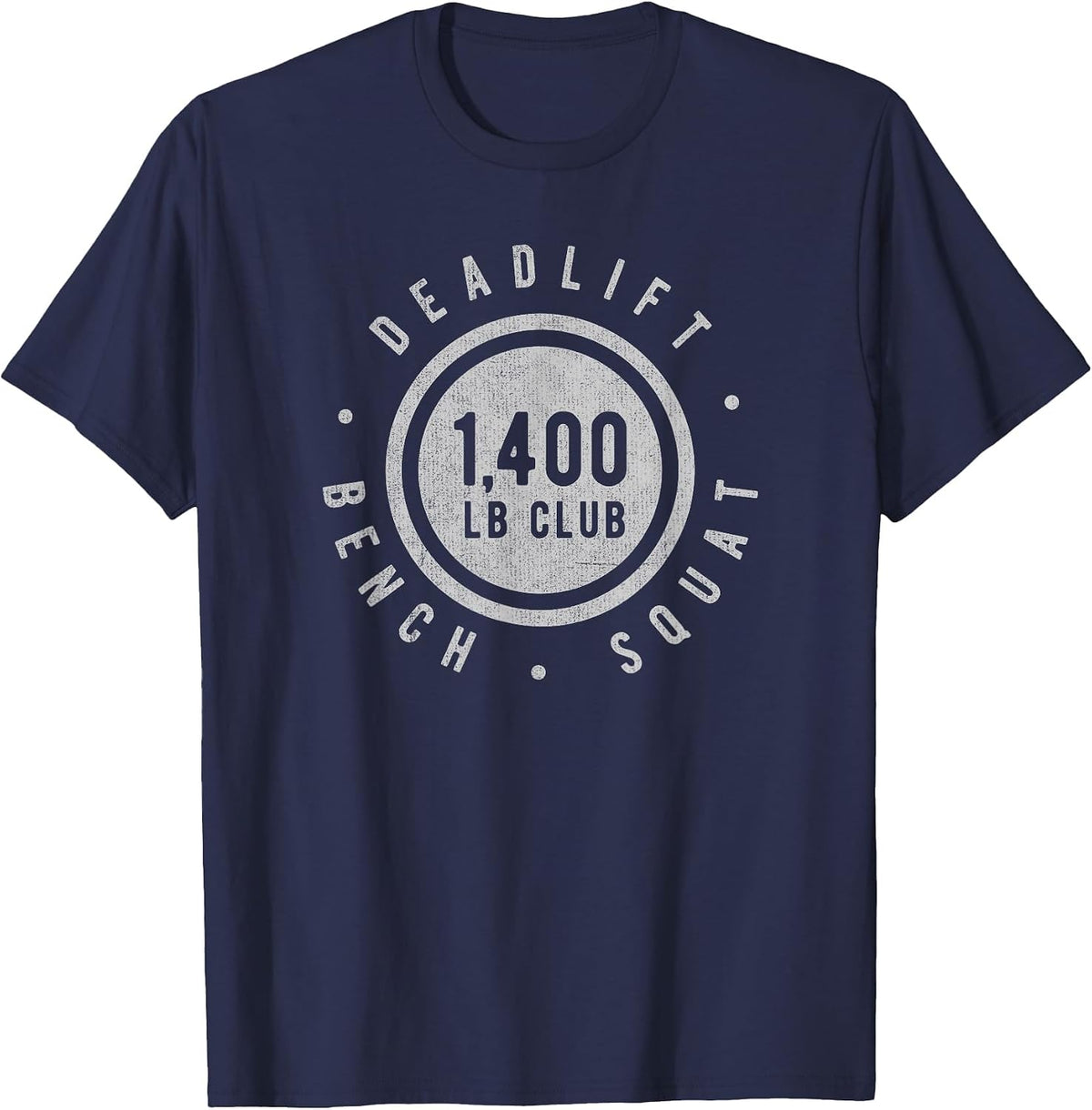 Elite 1,400 lb Club Powerlifting Gym Strong Novelty T-Shirt - Navy Blue