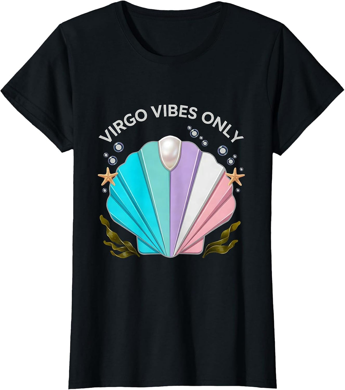 Virgo Vibes Only Zodiac Astrology Design T-Shirt, Women, Black, Large - As Pictured