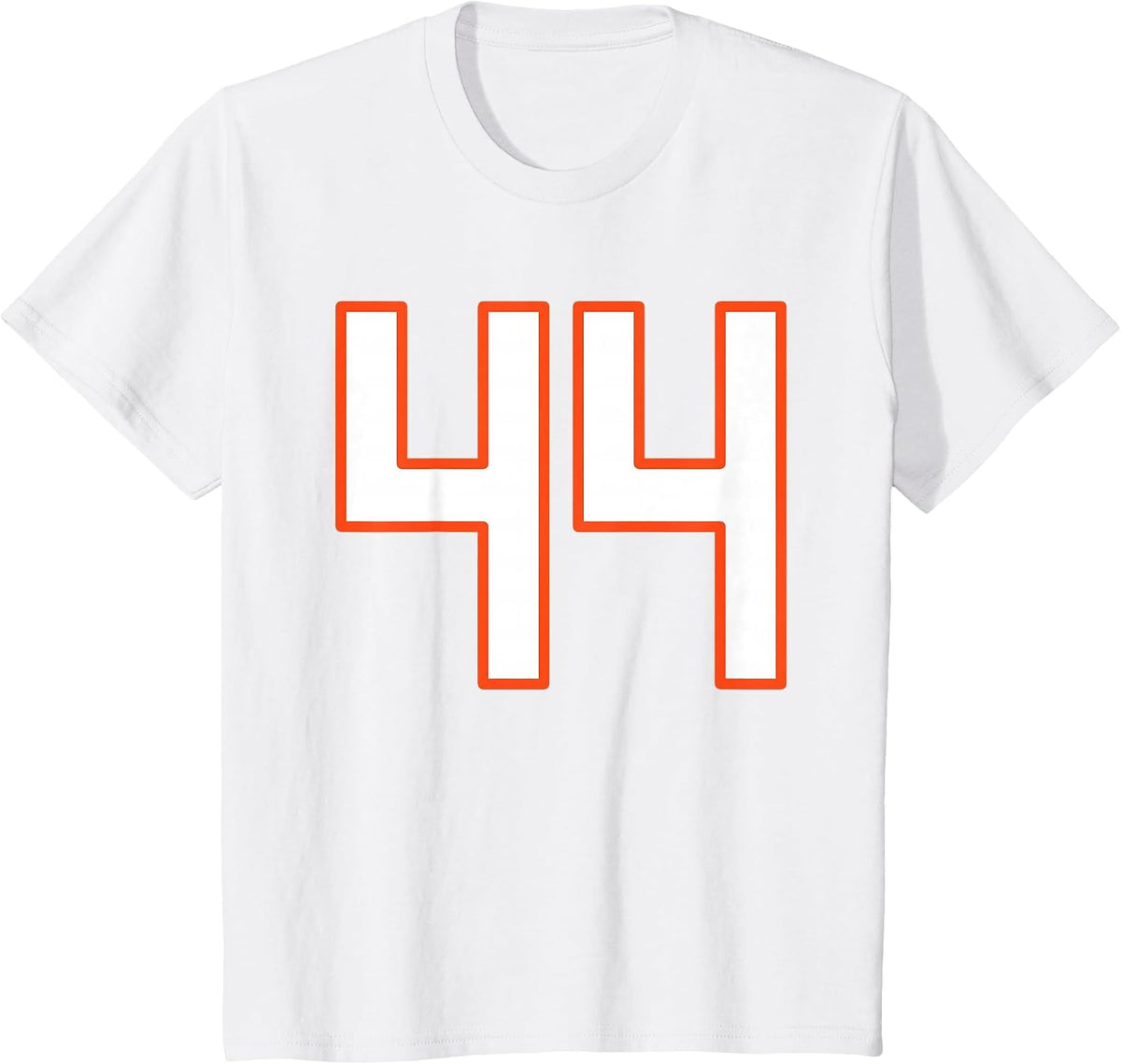 Orange and White Sports Number 44 Jersey Uniform Player Fan T-Shirt - White