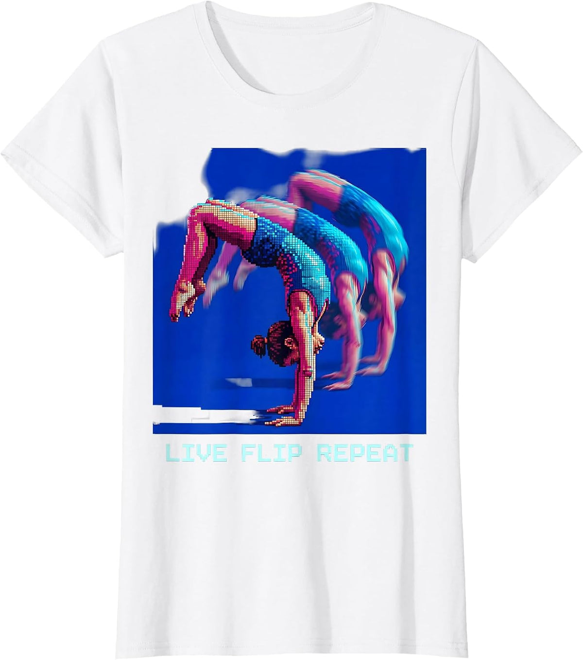 Live Flip Repeat Gymnastics Life Summer Design T-Shirt - White