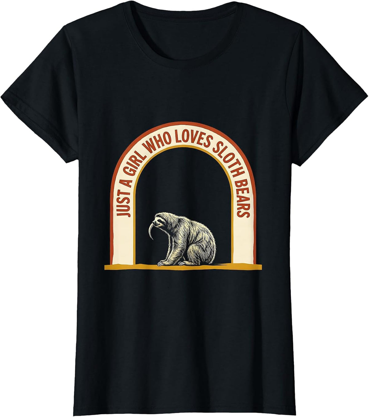 Just A Girl Who Loves Sloth Bears Cute Bear Lover Gift T-Shirt - Black