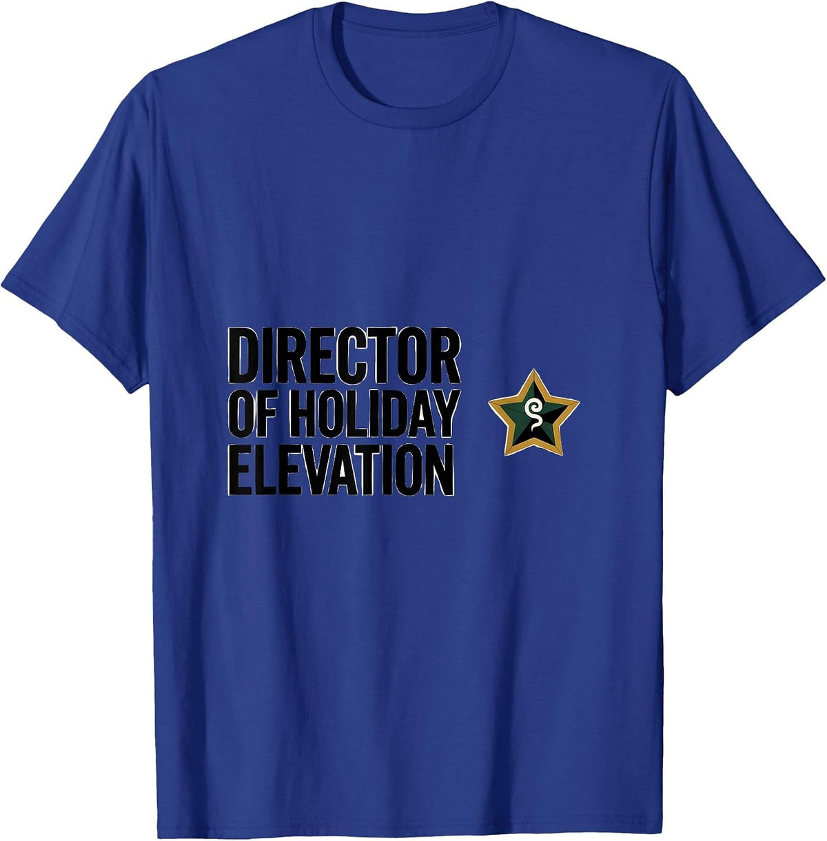Director of Holiday Elevation Geometric Stoner Christmas T-Shirt - Royal Blue