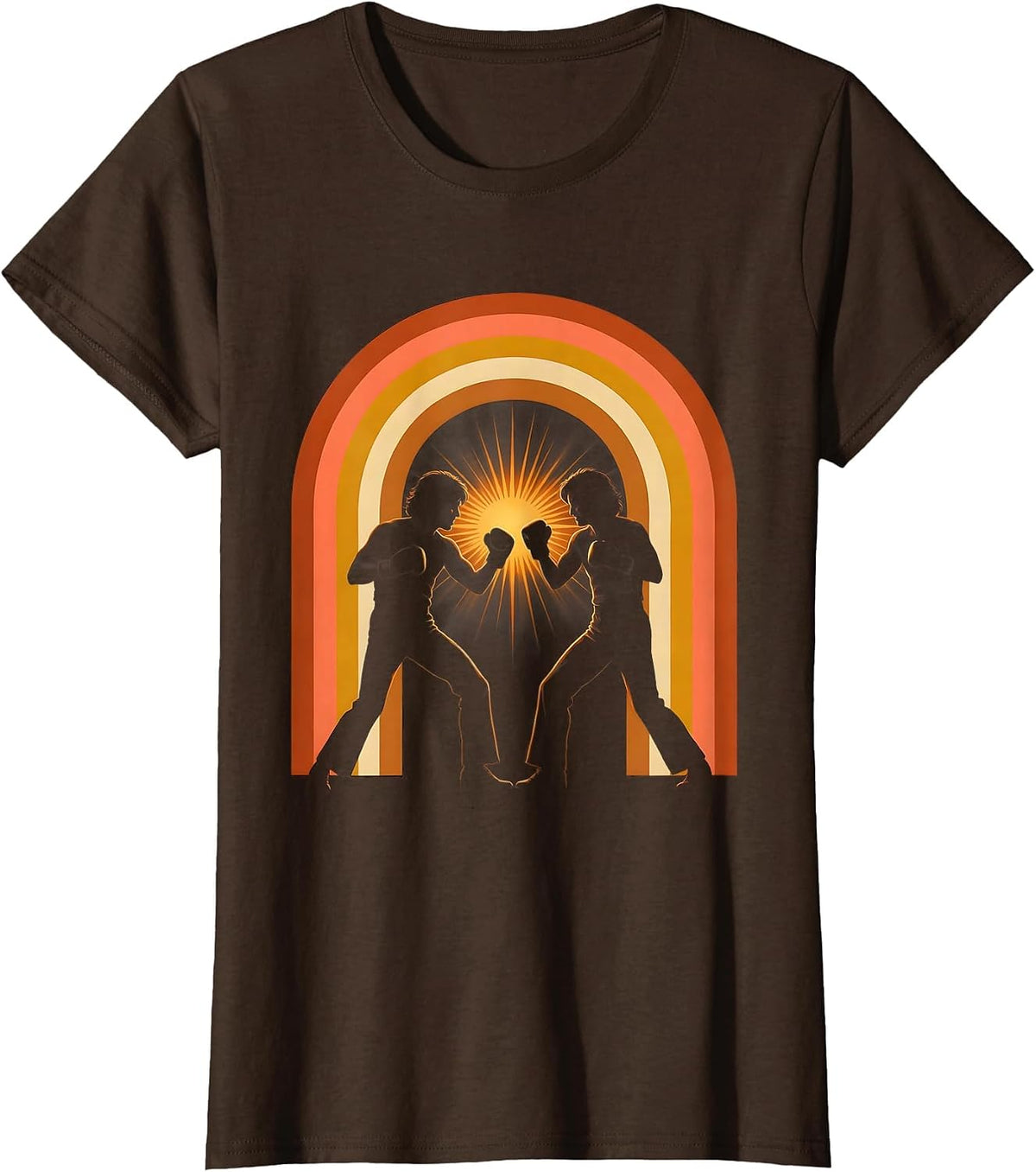Women's Big Bro Brothers Playful Boxing Sparring Graphic T-Shirt - Brown