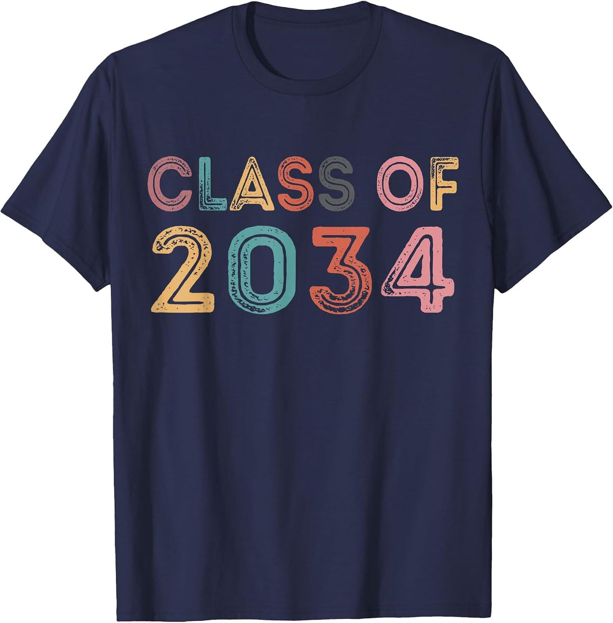 Class of 2034 Grow with Me First Day of School Graduation T-Shirt - Navy Blue