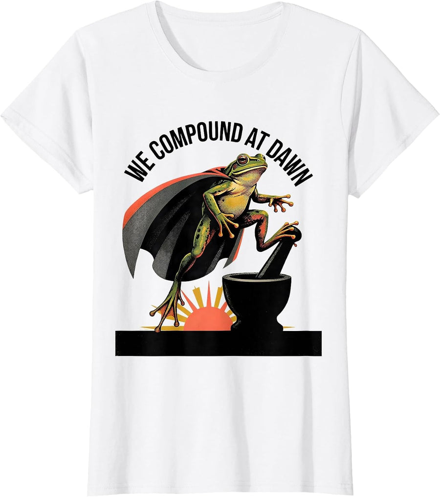 Women's We Compound At Dawn Funny Frog Teacher Profession Humor T-Shirt - White