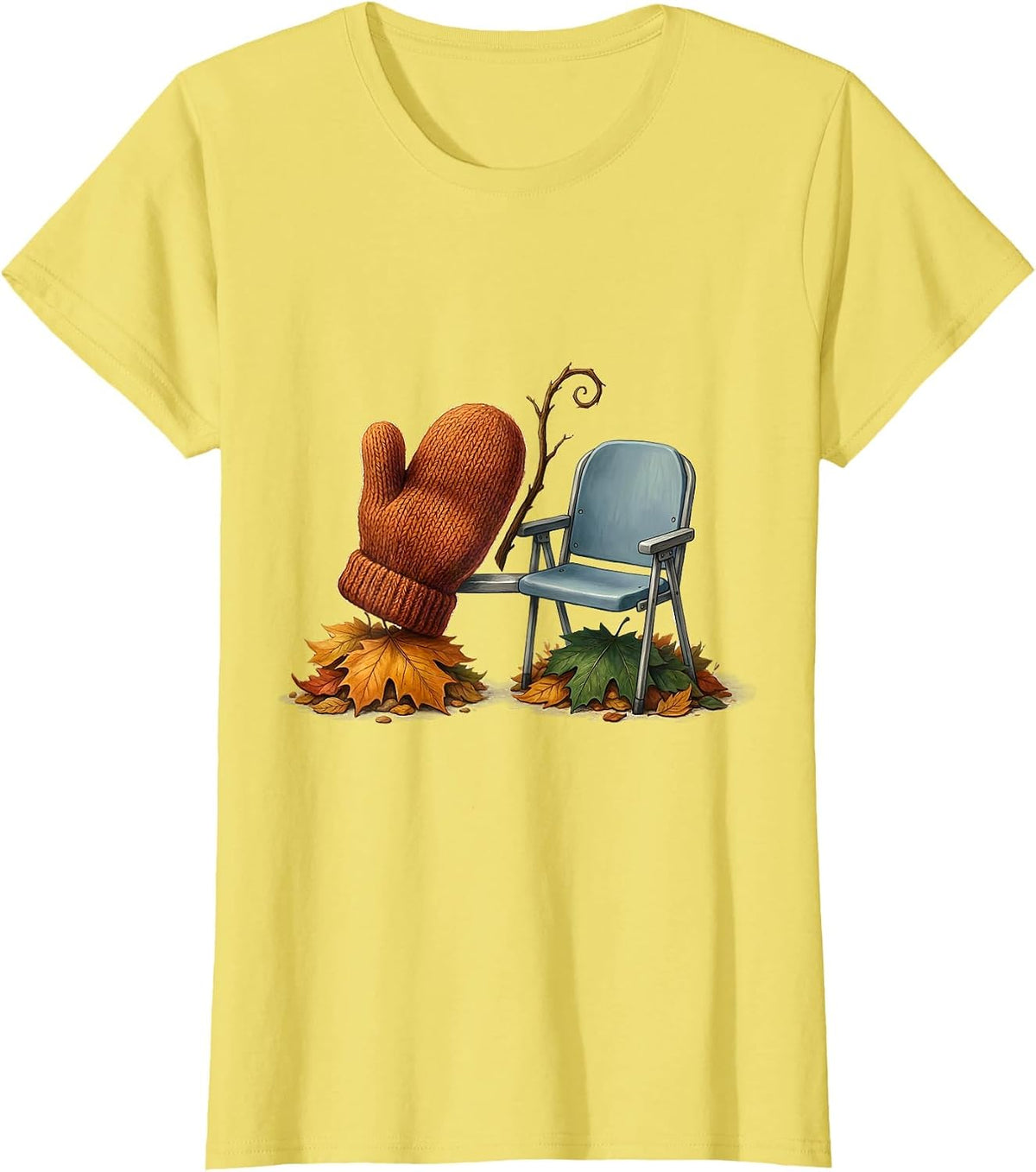 Cozy Knit Mitten Autumn Stadium Seat Storybook T-Shirt - Lemon Yellow
