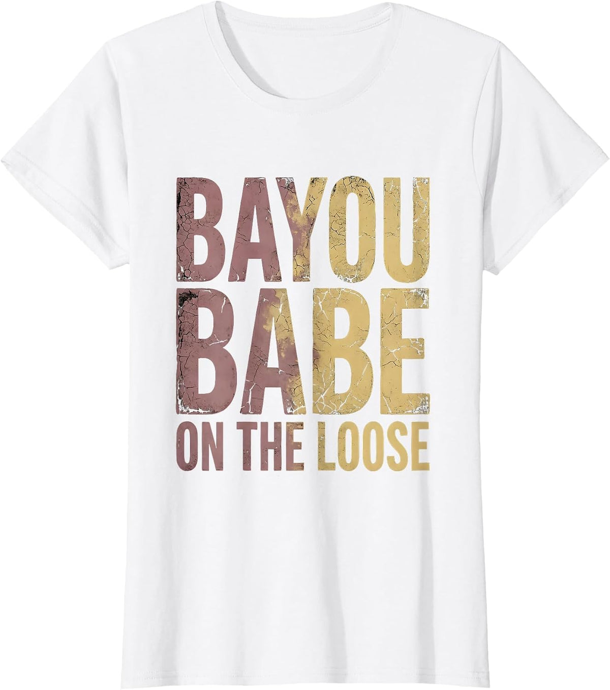 Bayou Babe On The Loose Mardi Gras Design T-Shirt - White