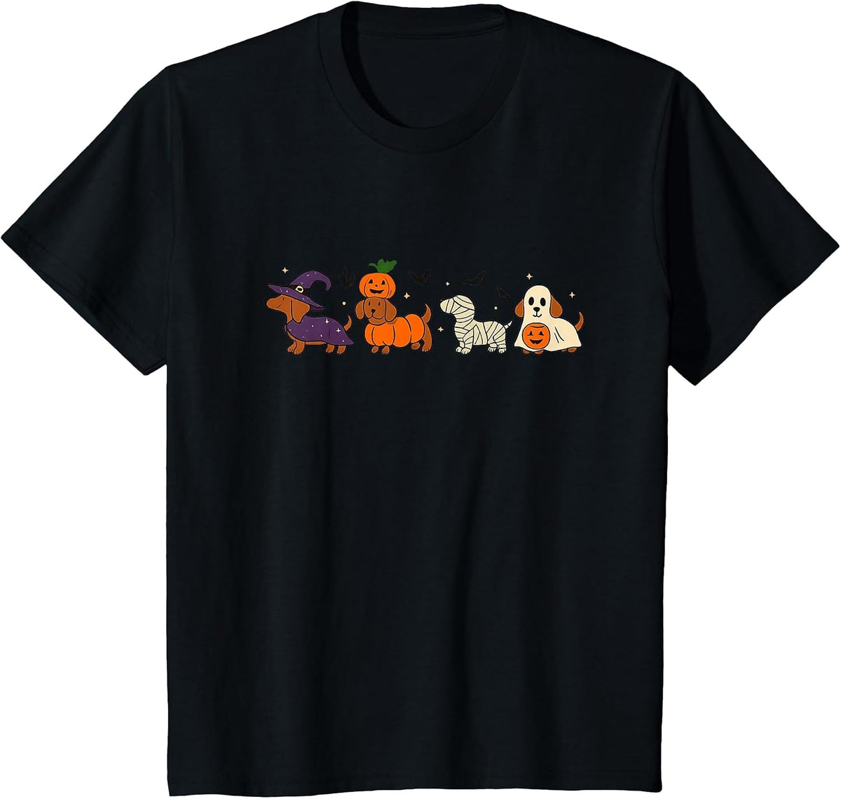 Weiner Dog Witch Happy Halloweenie Cute Halloween Dachshund T-Shirt - Black