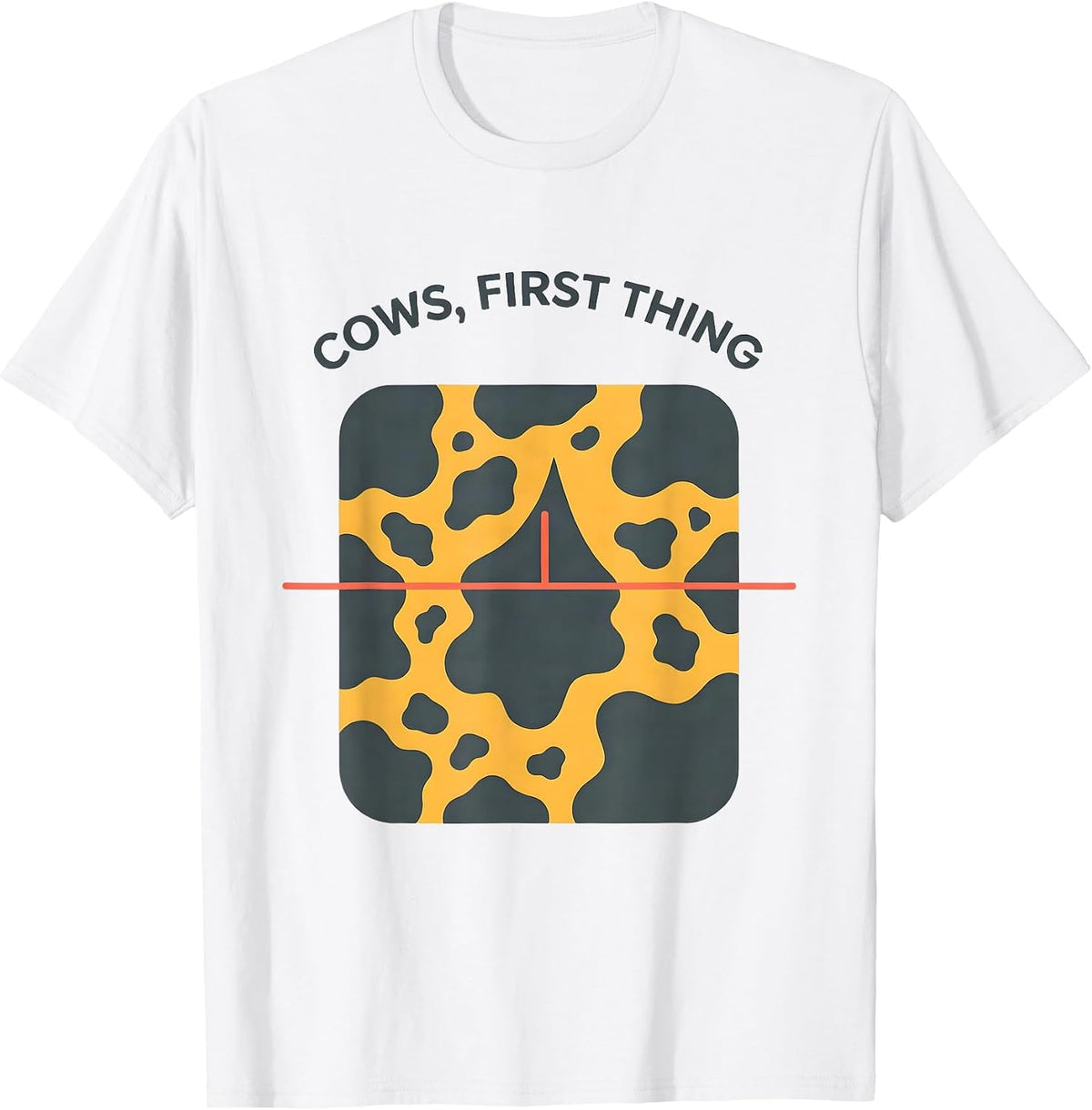 Men's Cows, First Thing Funny Cow Print Cow Lover Animal Graphic T-Shirt - White