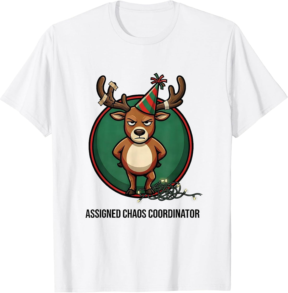Men's Assigned Chaos Coordinator Funny Christmas Group Humor T-Shirt - White