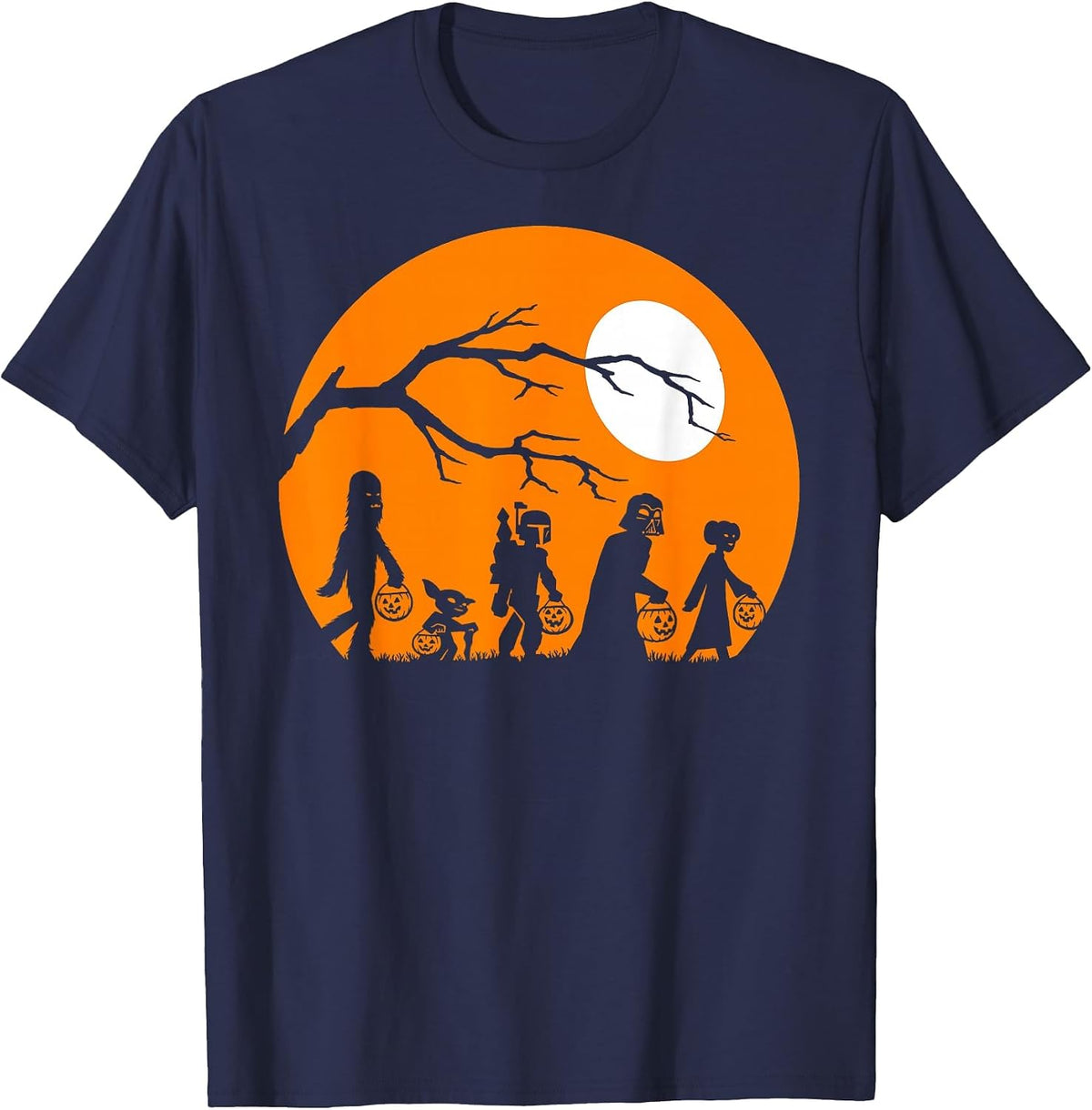 Star Wars Trick Or Treat Halloween Silhouette T-Shirt - Navy Blue