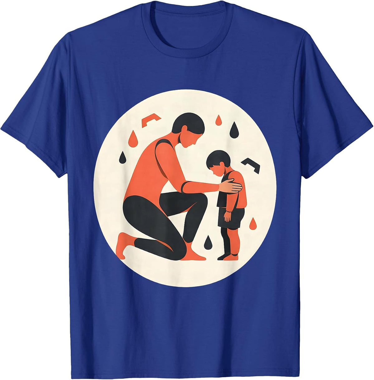 Comfort and Compassion Kneeling Figure Design T-Shirt - Royal Blue