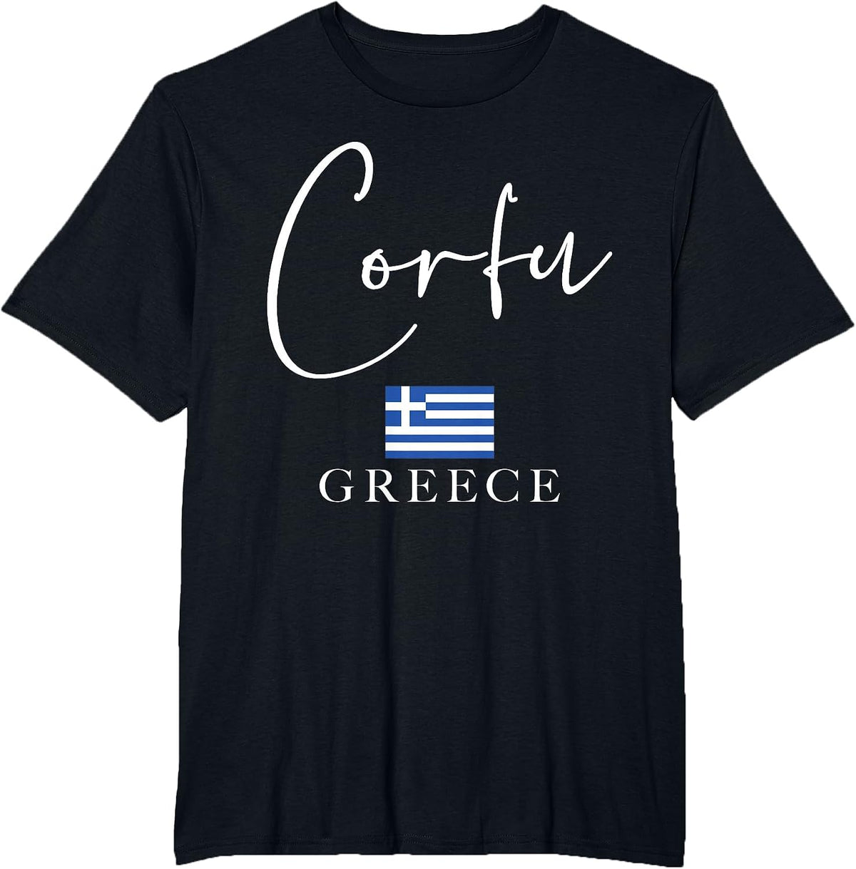 Greece Flag Vacation - Island Corfu T-Shirt - Black