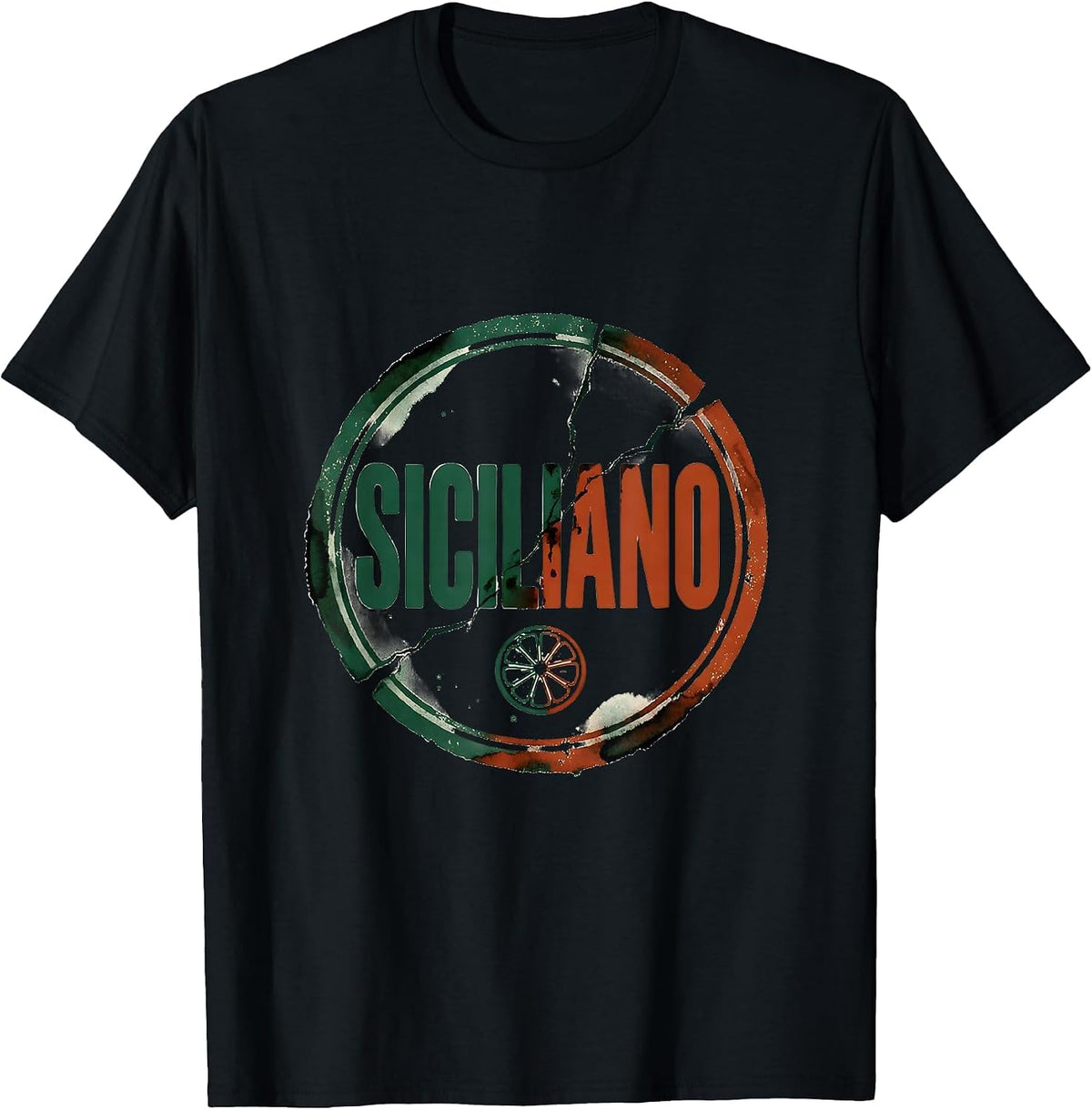Men's Siciliano Rubber Stamp Italian Heritage Family Pride T-Shirt - Black