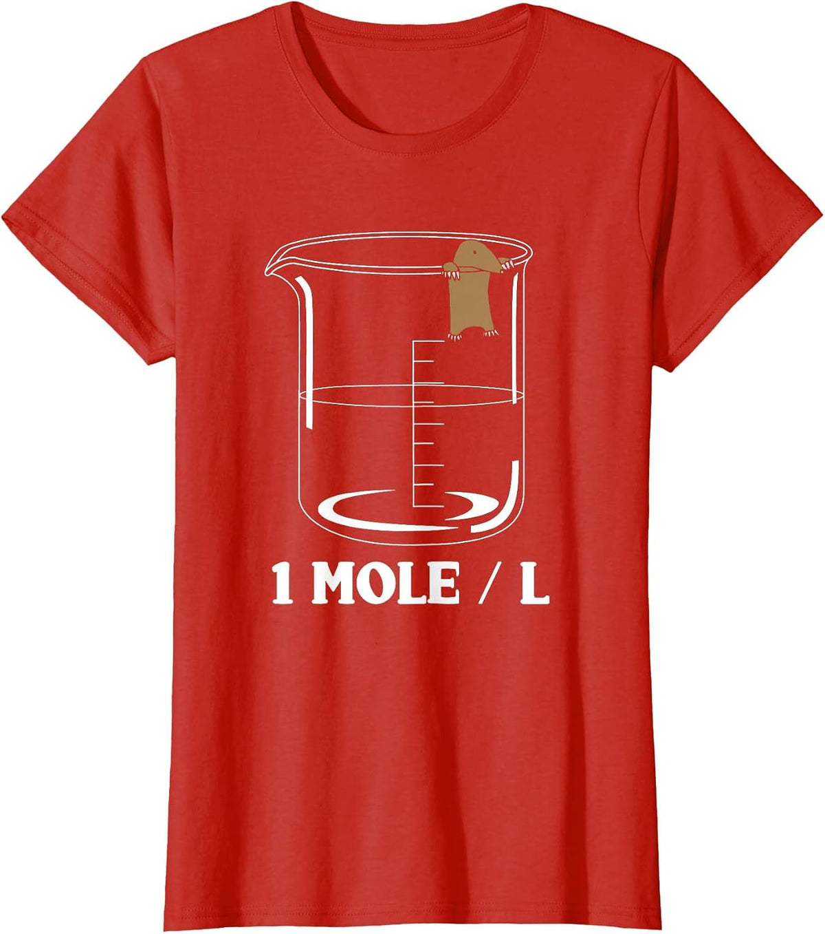 One Mole Per Liter Chemistry Biochemist T-Shirt - Red