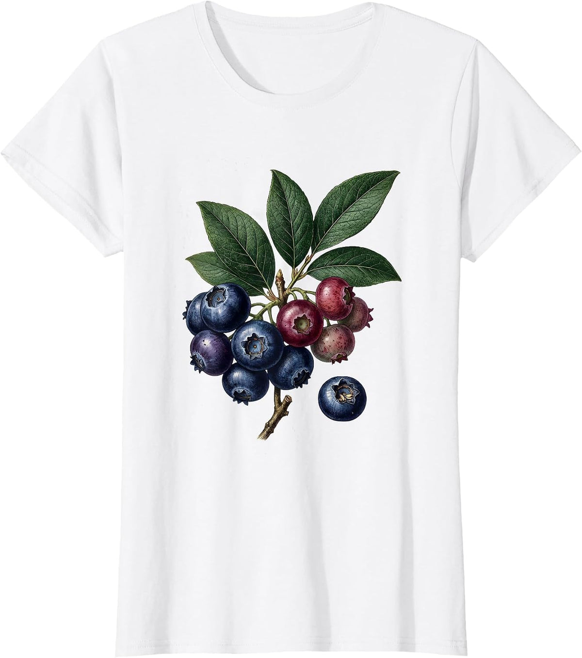 Women's Red White and Blueberry Patriotic Star Design T-Shirt - White