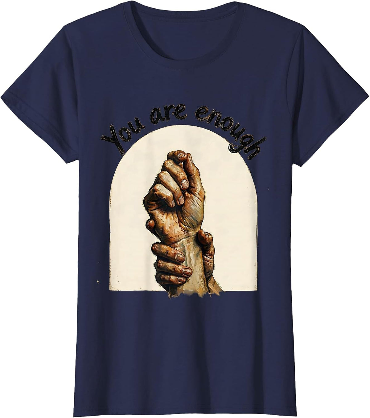 Women's You Are Enough Positive Affirmation Design T-Shirt - Navy Blue