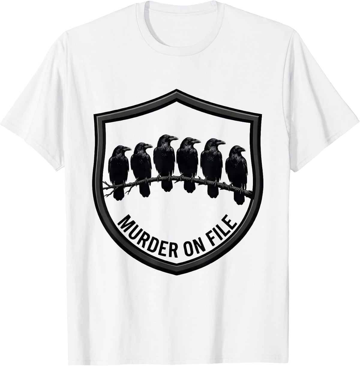 Men's Murder On File Silhouetted Crows Bird Lover Humor T-Shirt - White