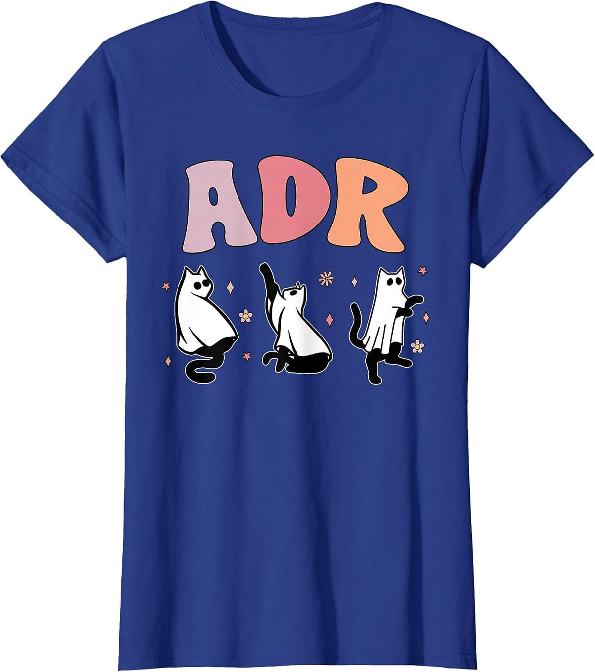 ADR Cat Ghost Vet Tech Halloween Medicine Veterinary Spooky T-Shirt - Royal Blue