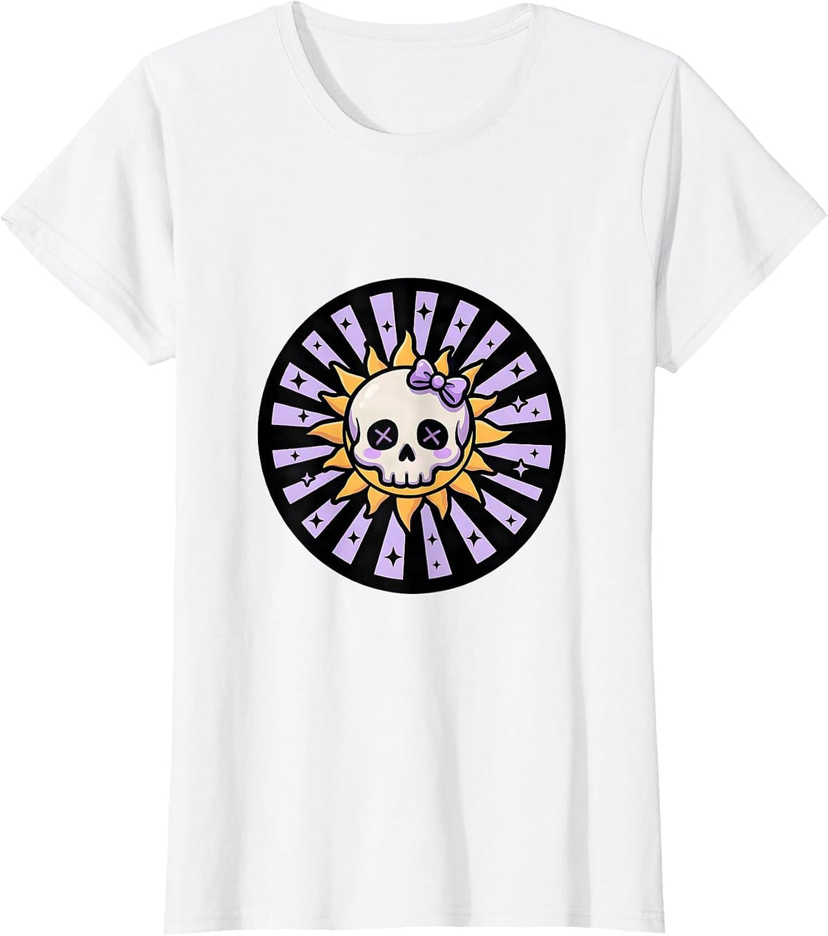 A Little Ray of Pitch Black Skull Sunray T-Shirt - White