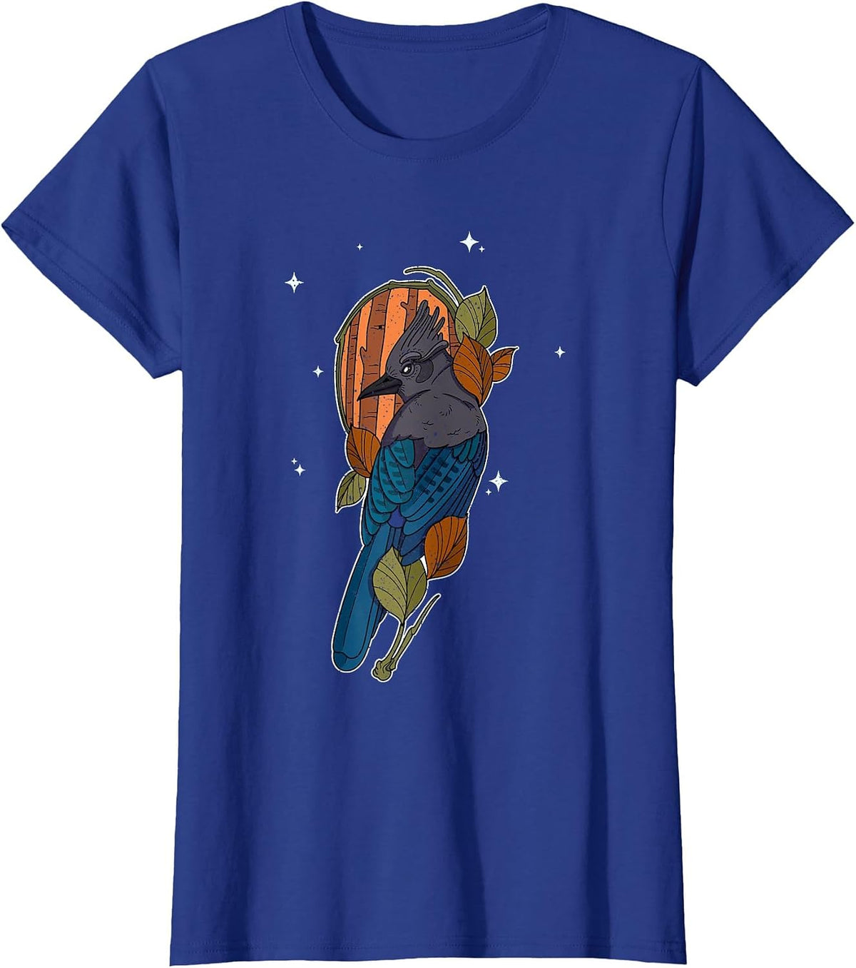 Steller’s Jay Wing Birding Birdwatching Outdoor Garden T-Shirt - Royal Blue
