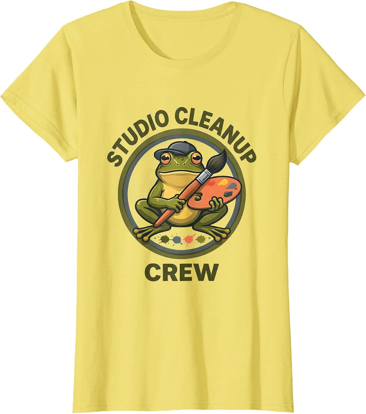 Women's Studio Cleanup Crew Funny Art Teacher Back to School T-Shirt - Lemon Yellow