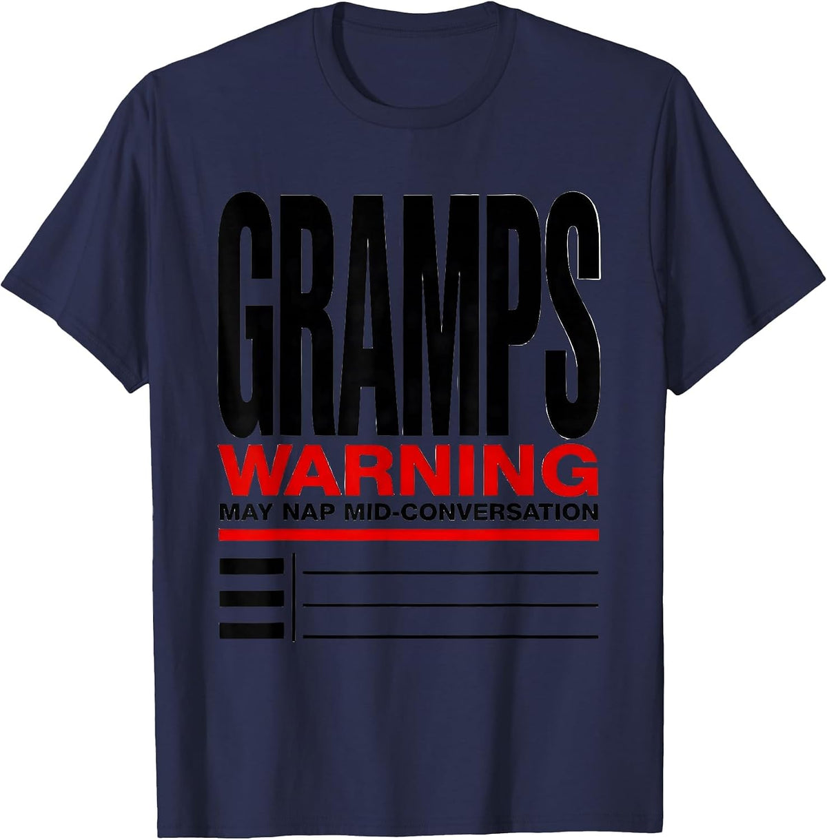 Men's Gramps Warning May Nap Mid-Conversation Funny Grampy T-Shirt - Navy Blue