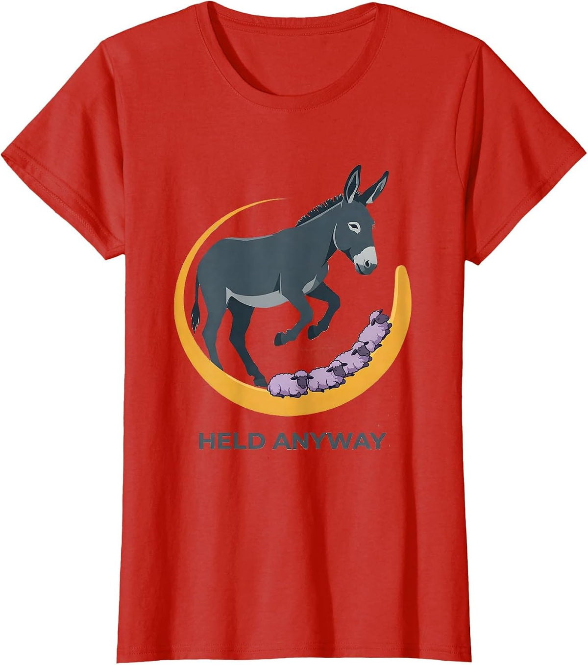 Held Anyway Flat Vector Christian Faith Psalm 23 Lost Sheep T-Shirt - Red