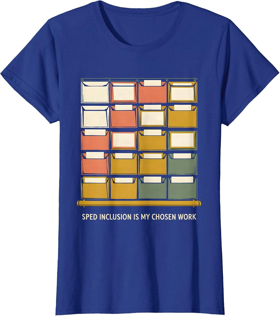 SPED Inclusion Is My Chosen Work Inspirational Teacher T-Shirt, Women, Royal Blue, XX-Large - As Pictured