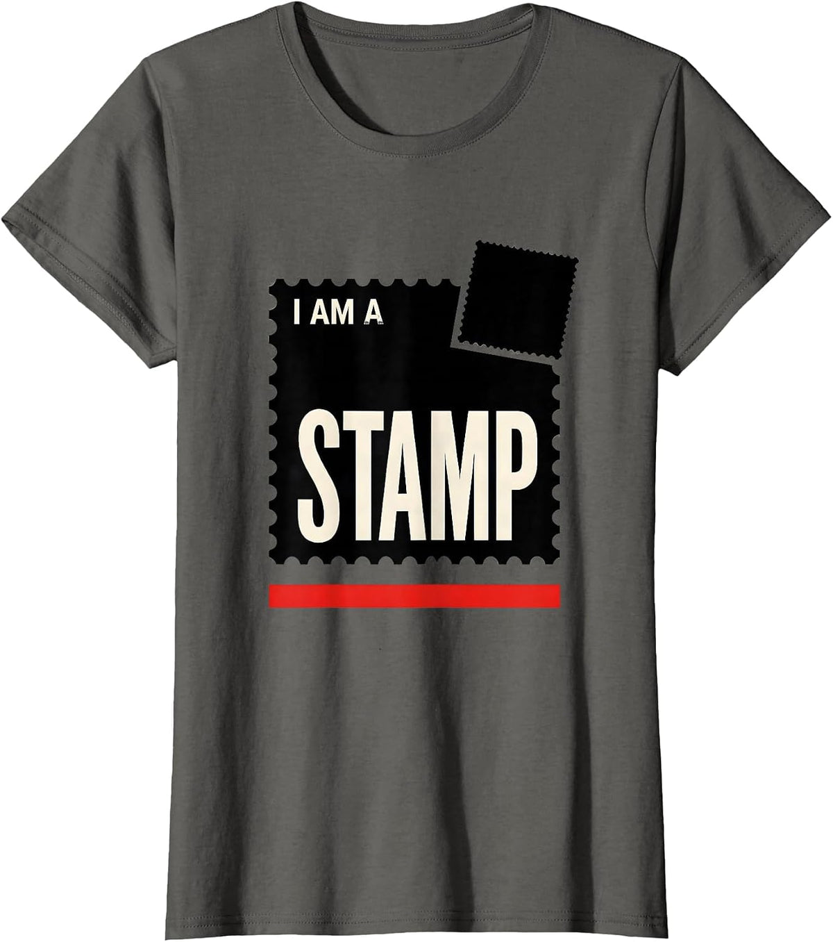 Women's I Am A Stamp Funny Halloween Group Costume Matching T-Shirt - Asphalt Grey