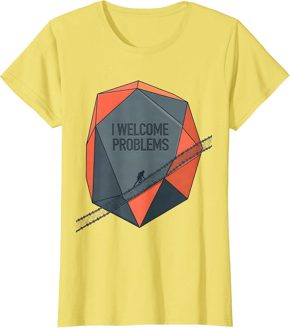 I Welcome Problems Funny Rock Climber Bouldering Gift T-Shirt - Lemon Yellow