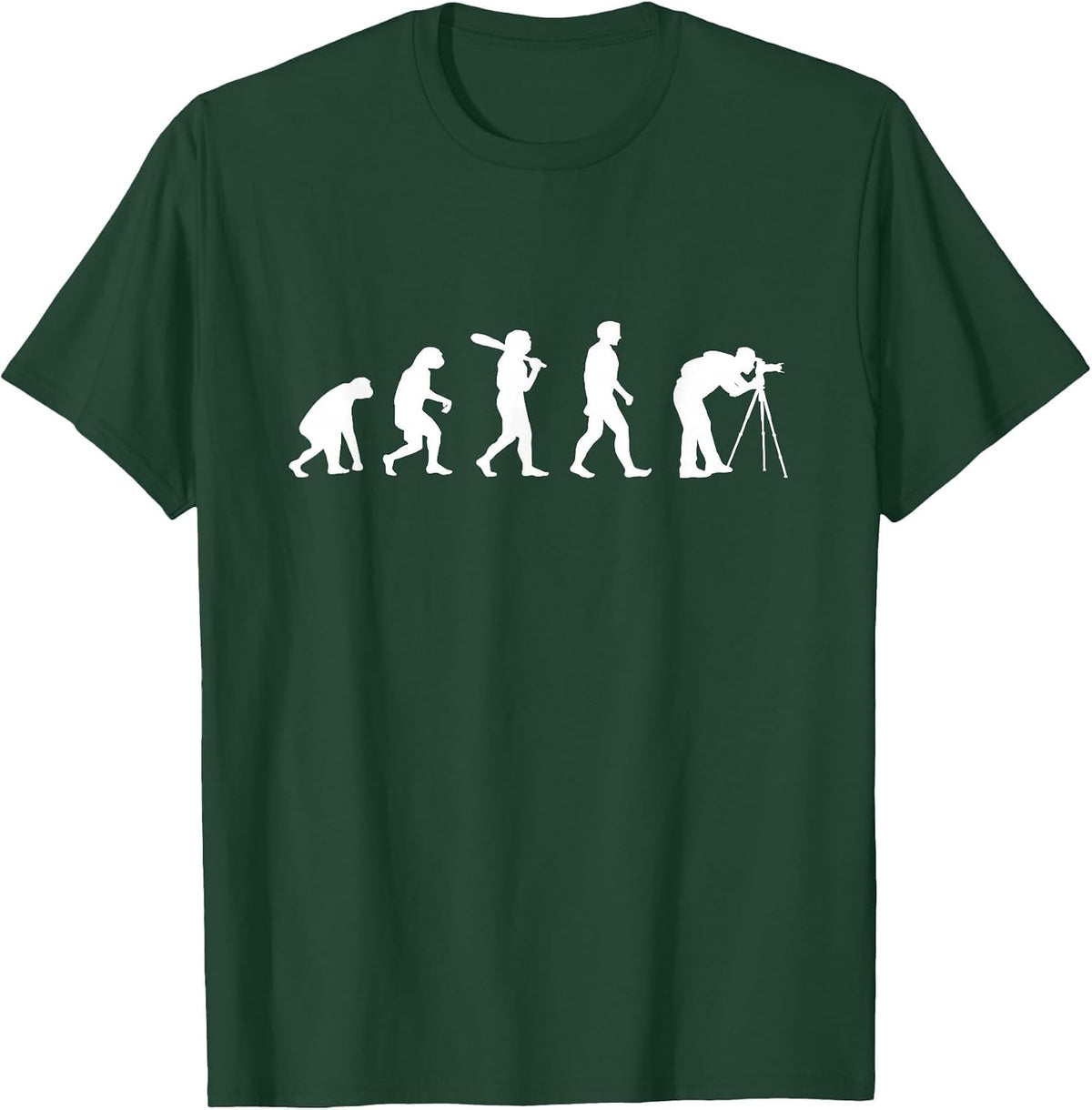 Photographer Evolution Camera Joke Funny Photography T-Shirt - Dark Green