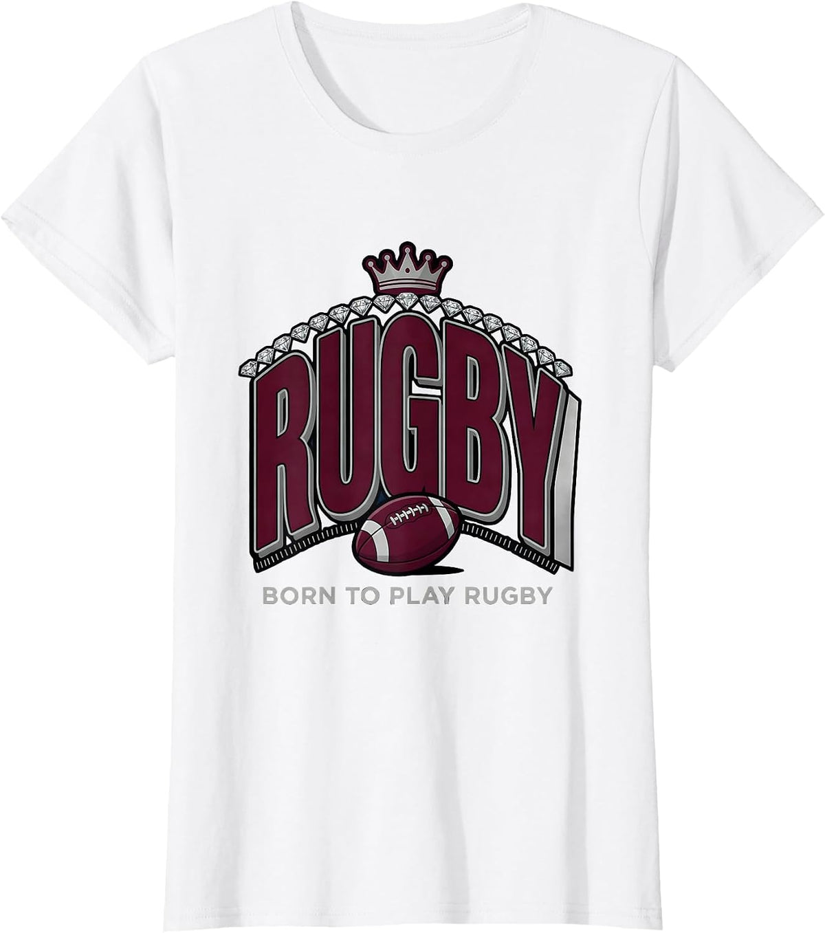 Born to Play Rugby Graphic Design T-Shirt - White
