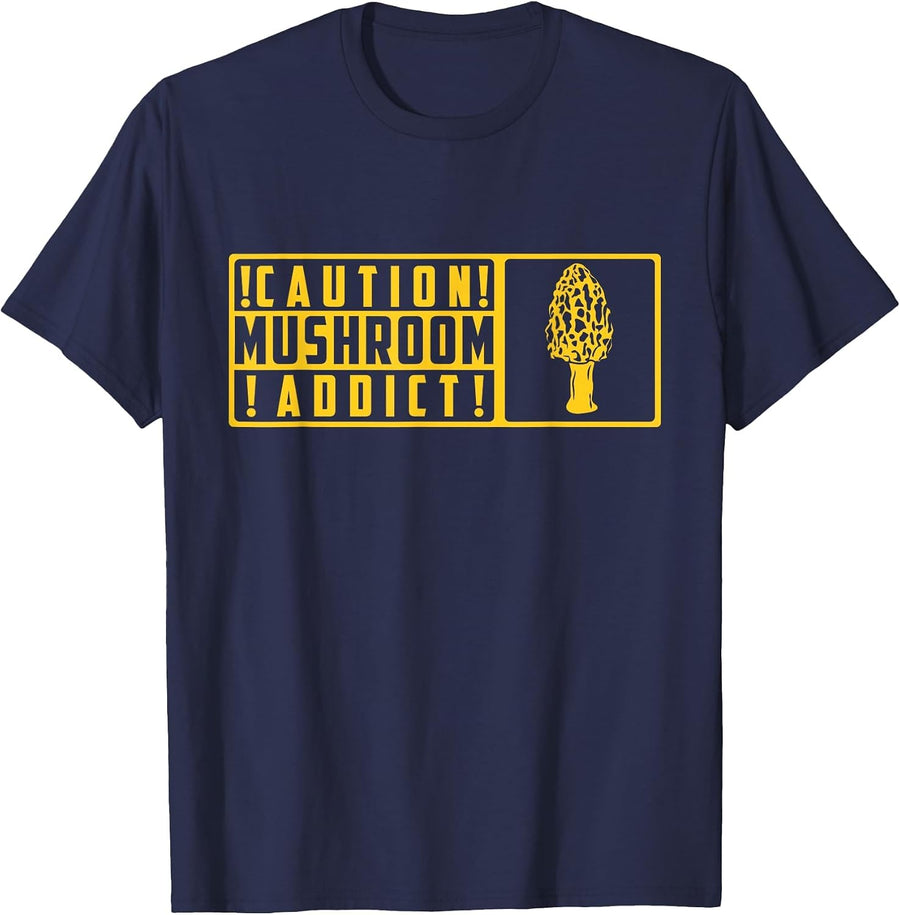 Mushroom Addict Morel Mushroom Hunting T-Shirt - Navy Blue