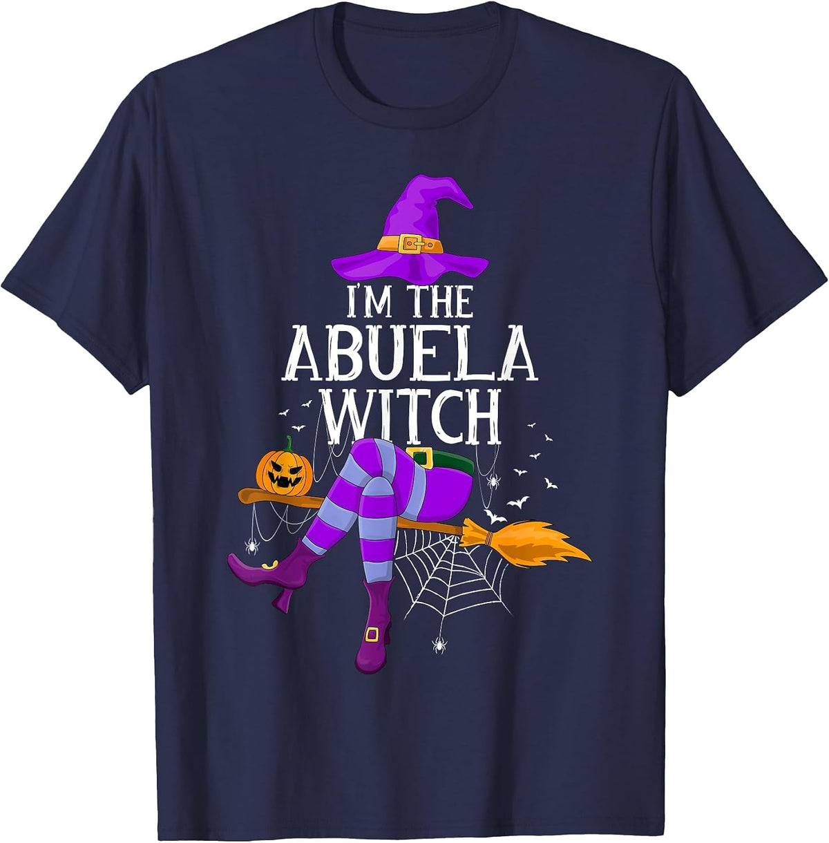 Matching Family Costume I'm The Abuela Witch Halloween T-Shirt - Navy Blue