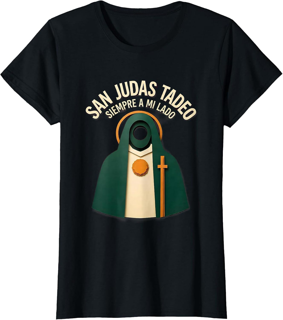 San Judas Tadeo, Siempre A Mi Lado Faith Gift Spanish T-Shirt - Black