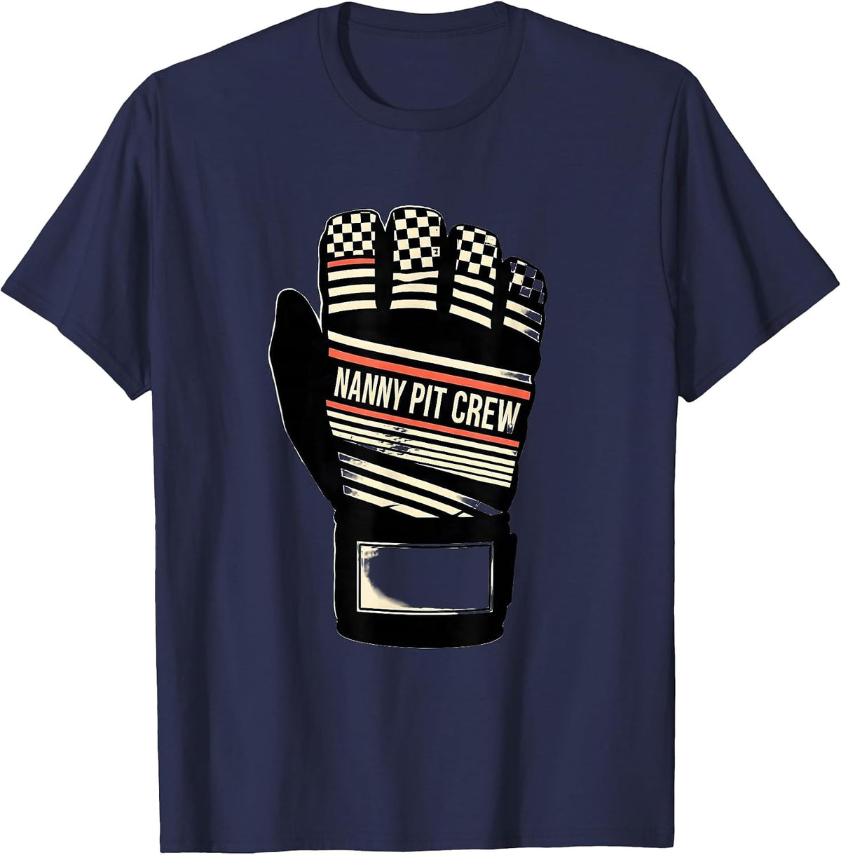 Men's Nanny Pit Crew Disrupted Stripe Graphic Race Car Birthday T-Shirt - Navy Blue