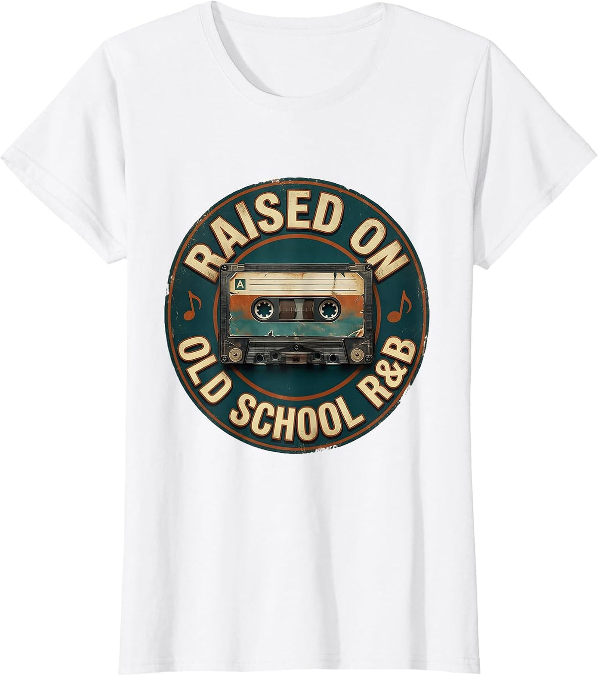 Raised On Old School R&B Vintage Cassette Design T-Shirt - White