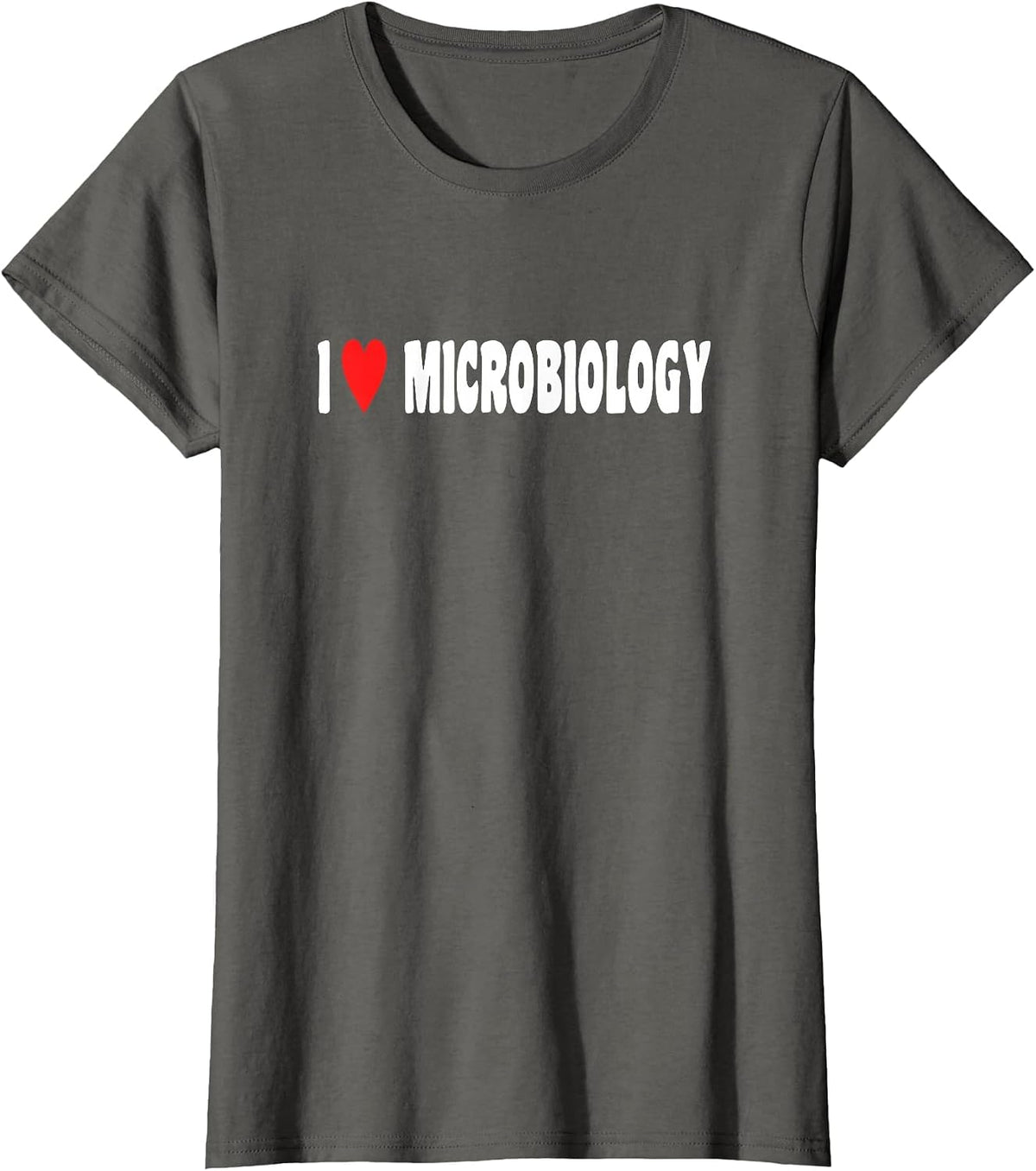 Microscope Microscience I Love Microbiology T-Shirt - Asphalt Grey