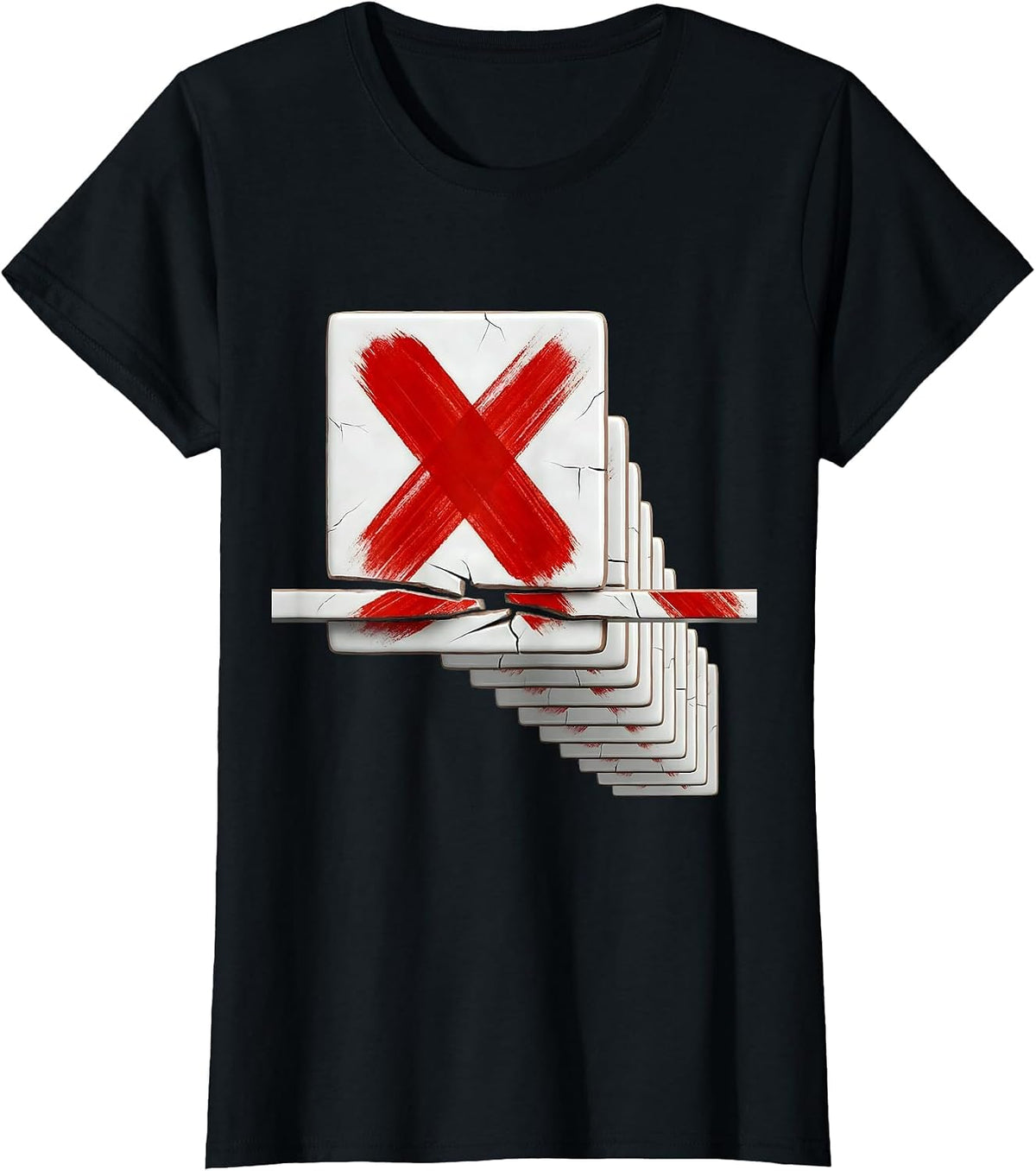 Women's Mahjong Tile Rack Break Funny Mahjong Lover Gift T-Shirt - Black