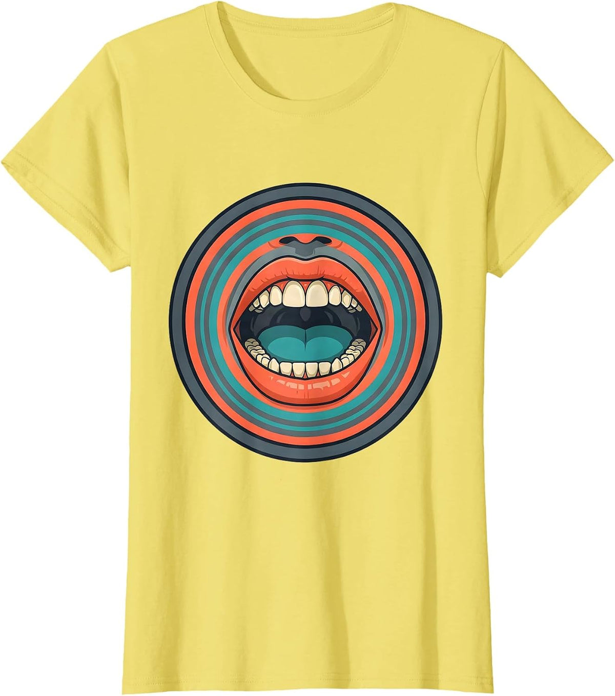 Women's Anatomical Mouth Sound Waves SLP Graphic T-Shirt - Lemon Yellow