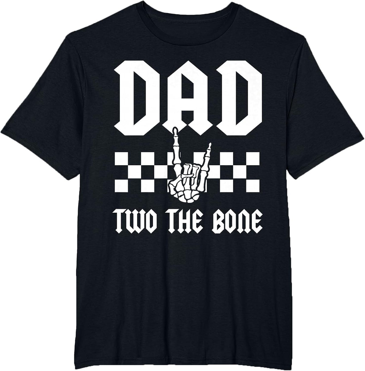 Dad Two The Bone Skeleton Hand 2nd Birthday Boy Girl T-Shirt - Black