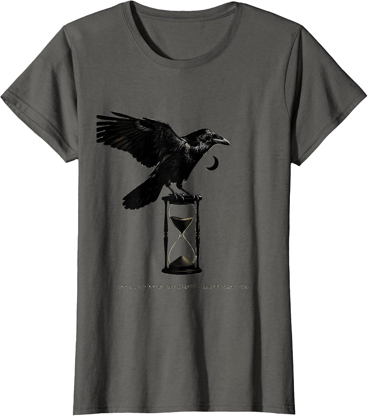 Women's Once Upon A Midnight Dreary — Edgar Allan Poe Gothic T-Shirt - Asphalt Grey