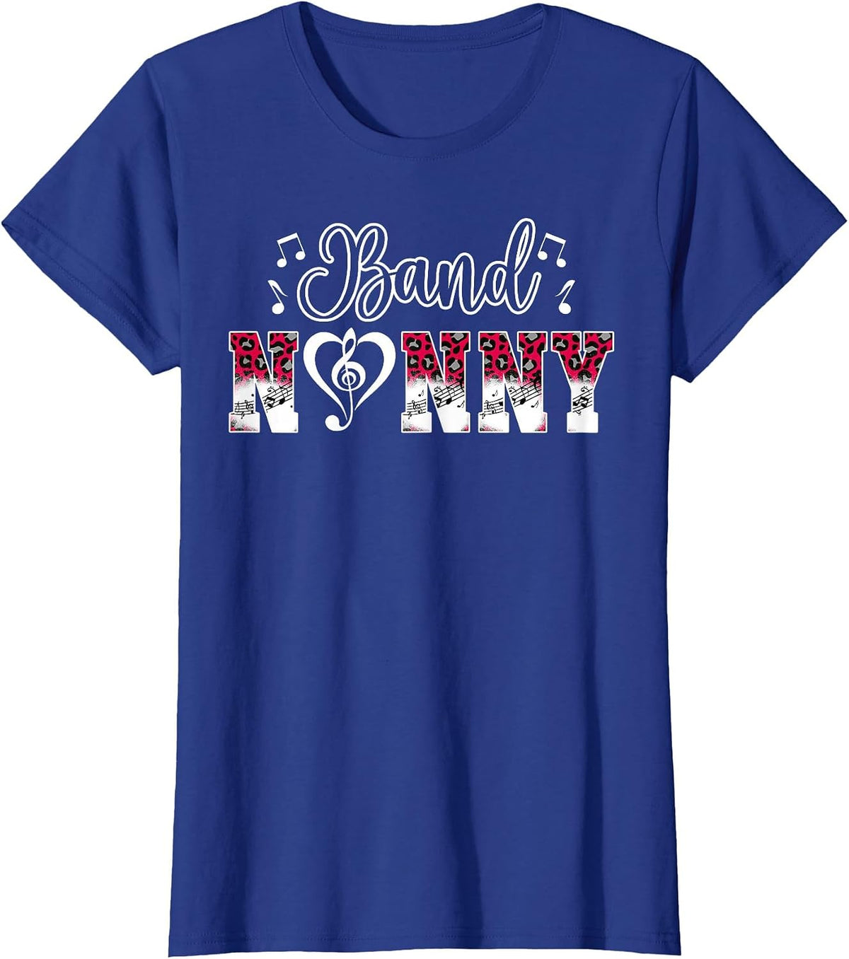 Band Nanny Leopard Marching Band Nanny Grandma T-Shirt - Royal Blue