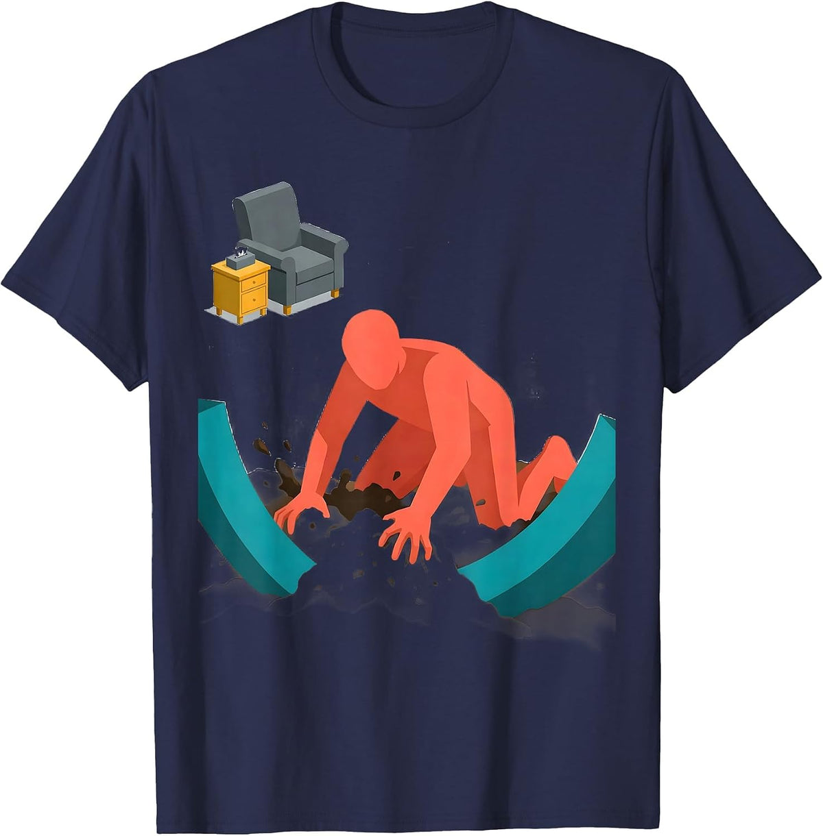 Men's Digging Through Therapy Dark Humor Therapist Gift T-Shirt - Navy Blue